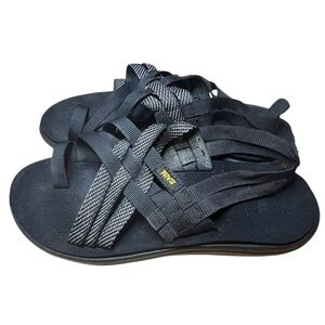 TEVA Voya Women’s Strappy Sandals Black Crisscrossed Shoes - Size 7